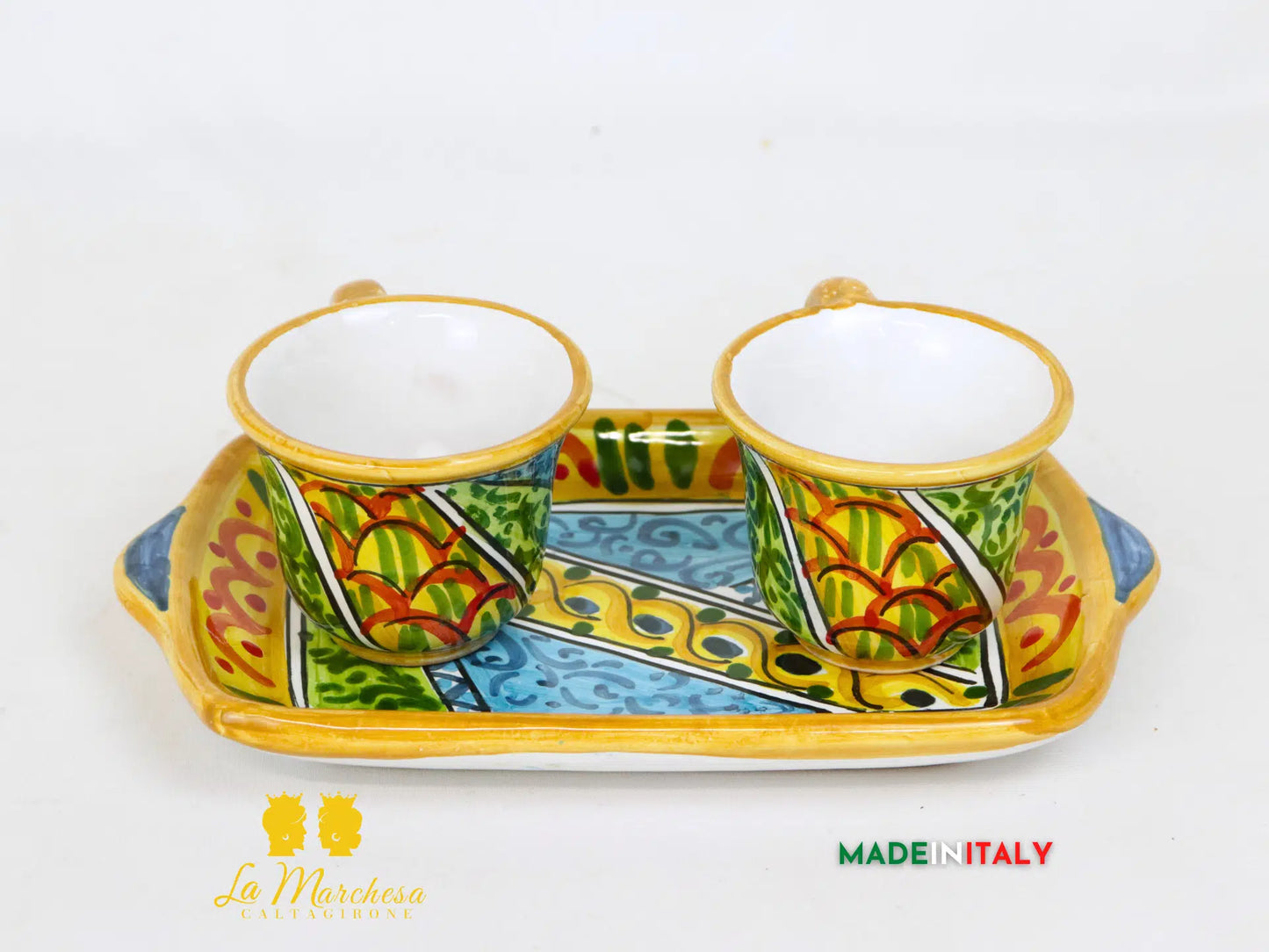 Tete a Tete Servio Caffè 2 tazzine in Ceramica di Caltagirone - Vari Modelli