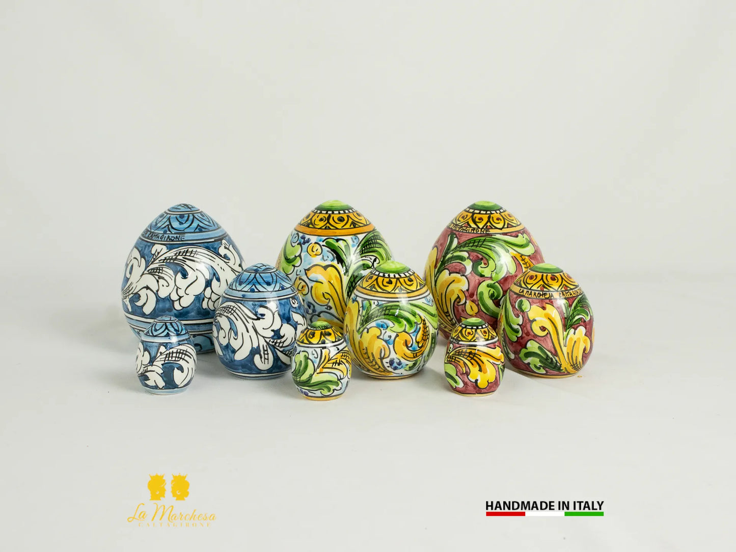 Uova decorate in ceramica di caltagirone decorate a mano 2024-1-2
