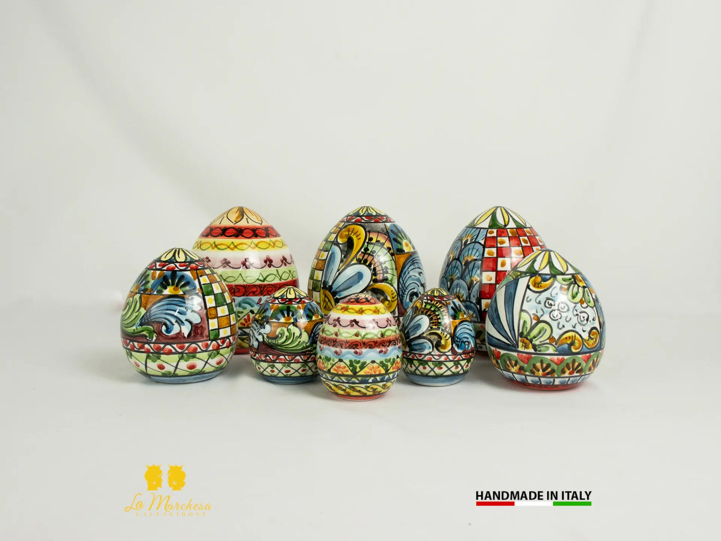 Uova decorate in ceramica di caltagirone decorate a mano 2024-2