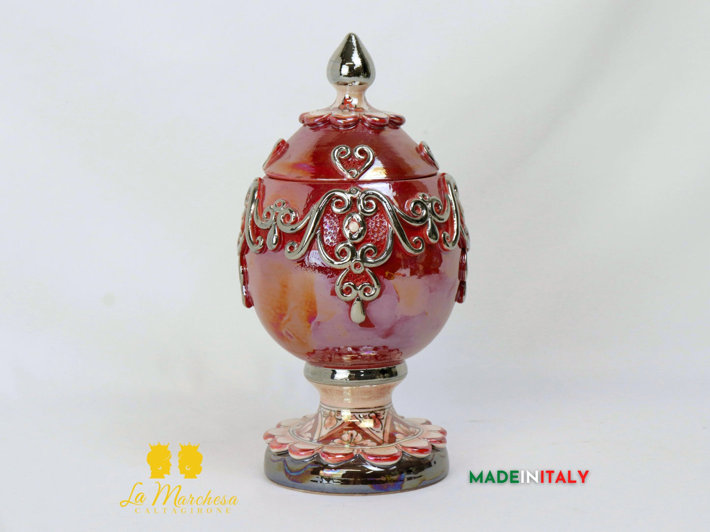 Uovo decorato in Ceramica di Caltagirone Oro, Platino e madreperla - Vari Modelli