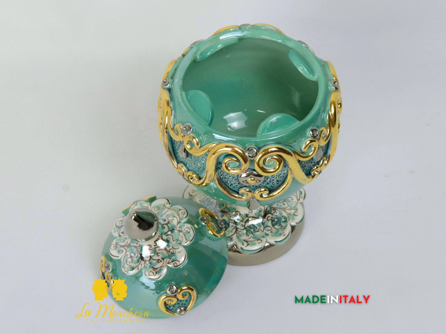 Uovo decorato in Ceramica di Caltagirone Oro, Platino e madreperla - Vari Modelli