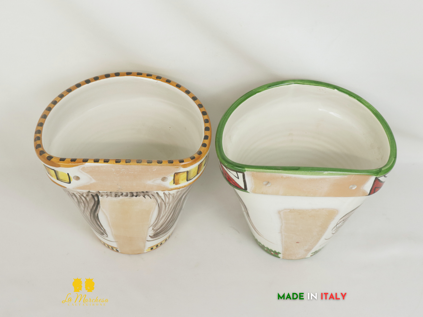 portavaso da parete in ceramica di Caltagirone disegno Testa d22