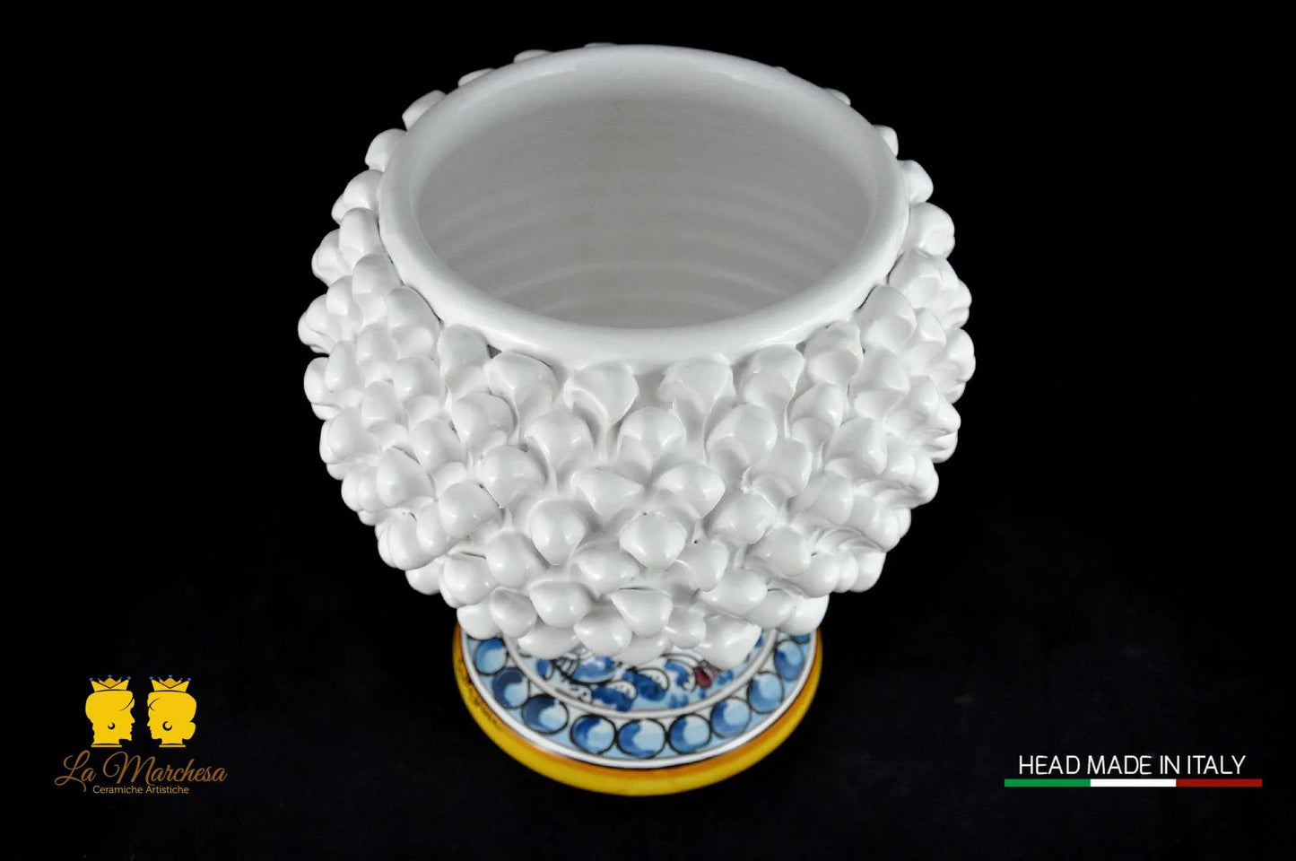 Vaso Pigna portavaso in ceramica di caltagirone bianco h26