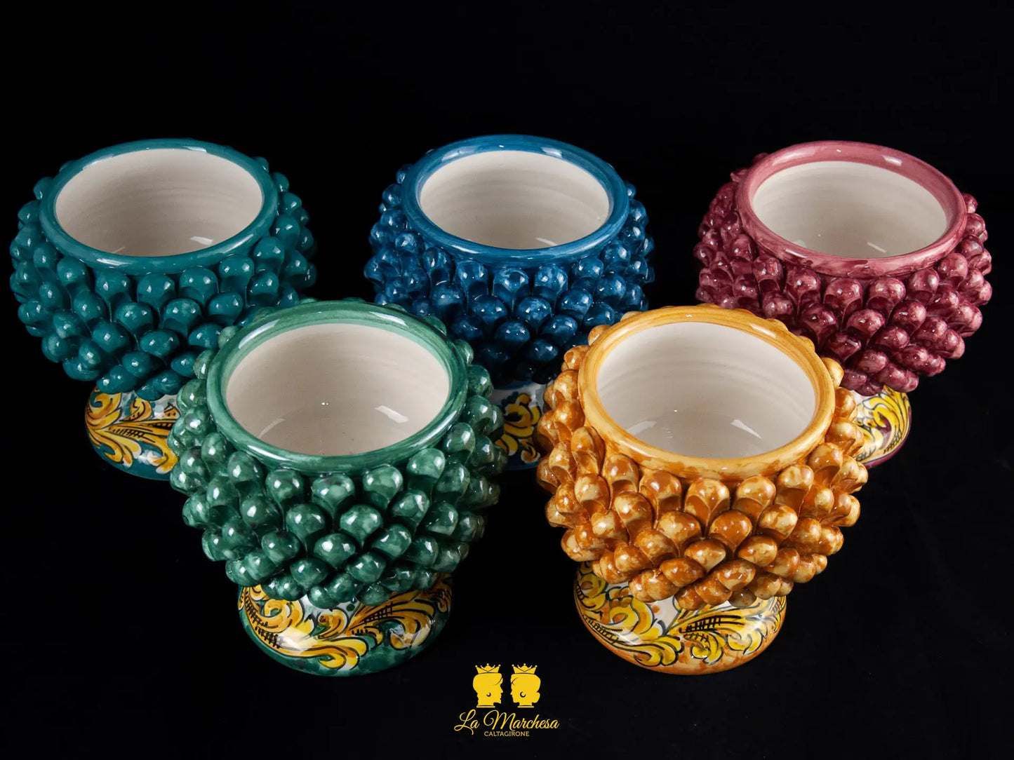 Portavaso Pigna Sicliana Ceramica di Caltagirone Artigianale cm16 - vari colori