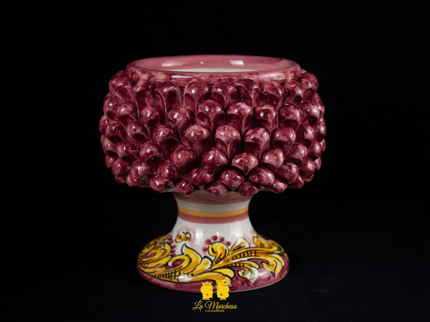 Portavaso Pigna Sicliana Ceramica di Caltagirone Artigianale cm16 - vari colori