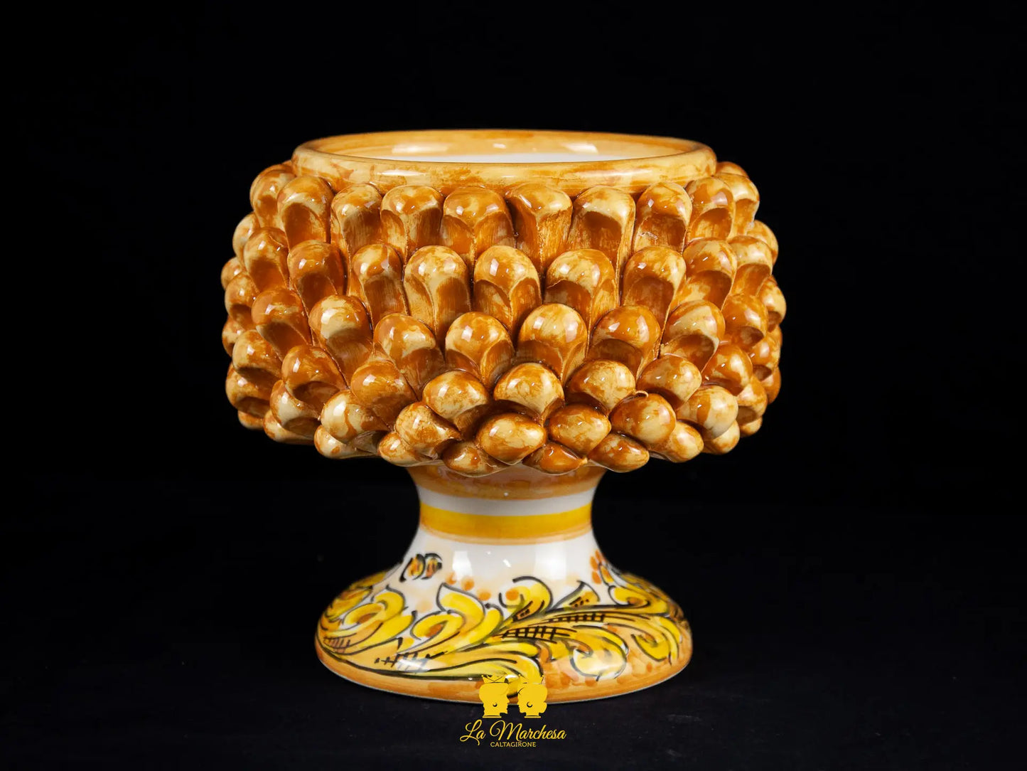Portavaso Pigna Sicliana Ceramica di Caltagirone Artigianale cm16 - vari colori