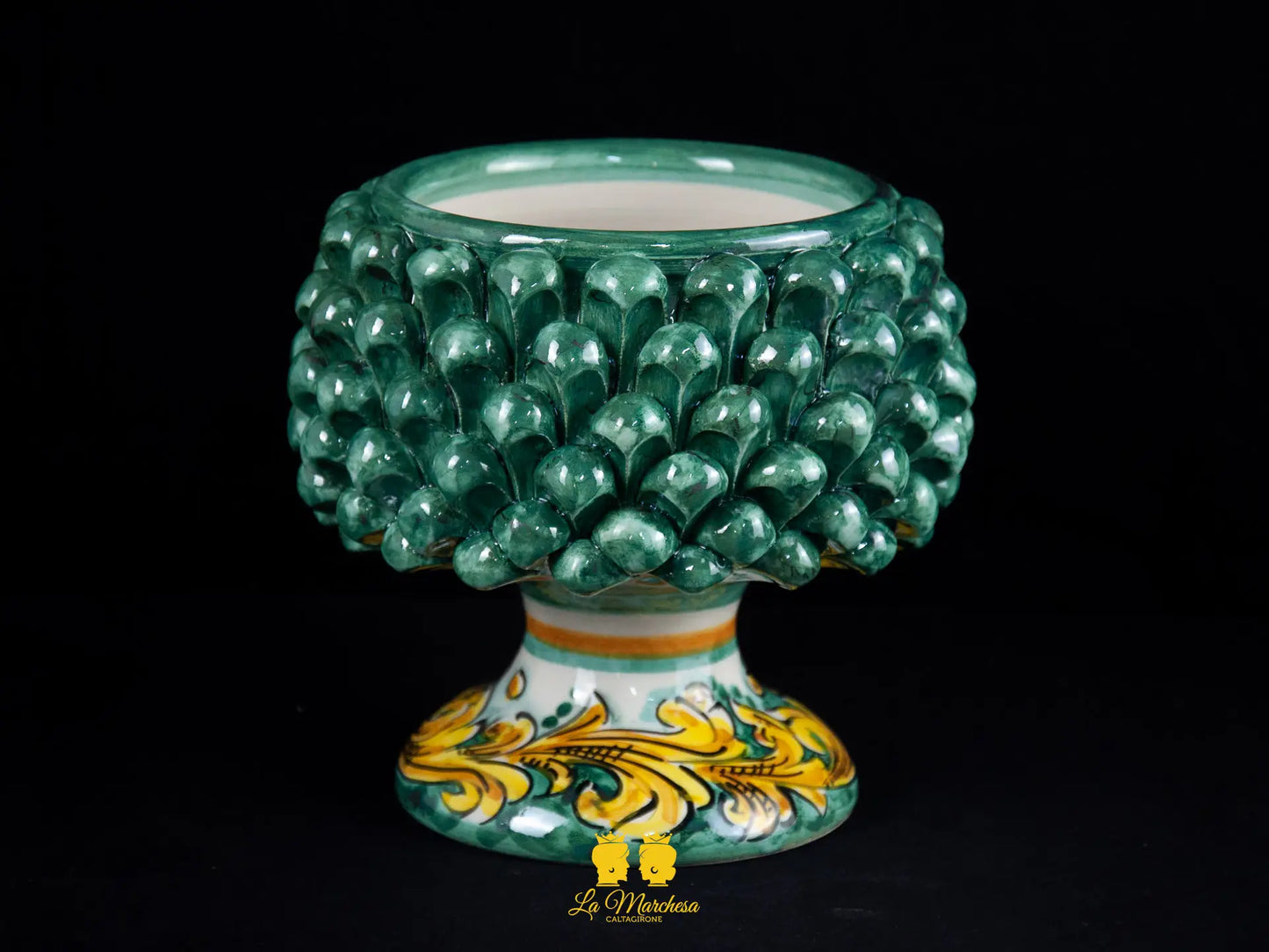 Portavaso Pigna Sicliana Ceramica di Caltagirone Artigianale cm16 - vari colori