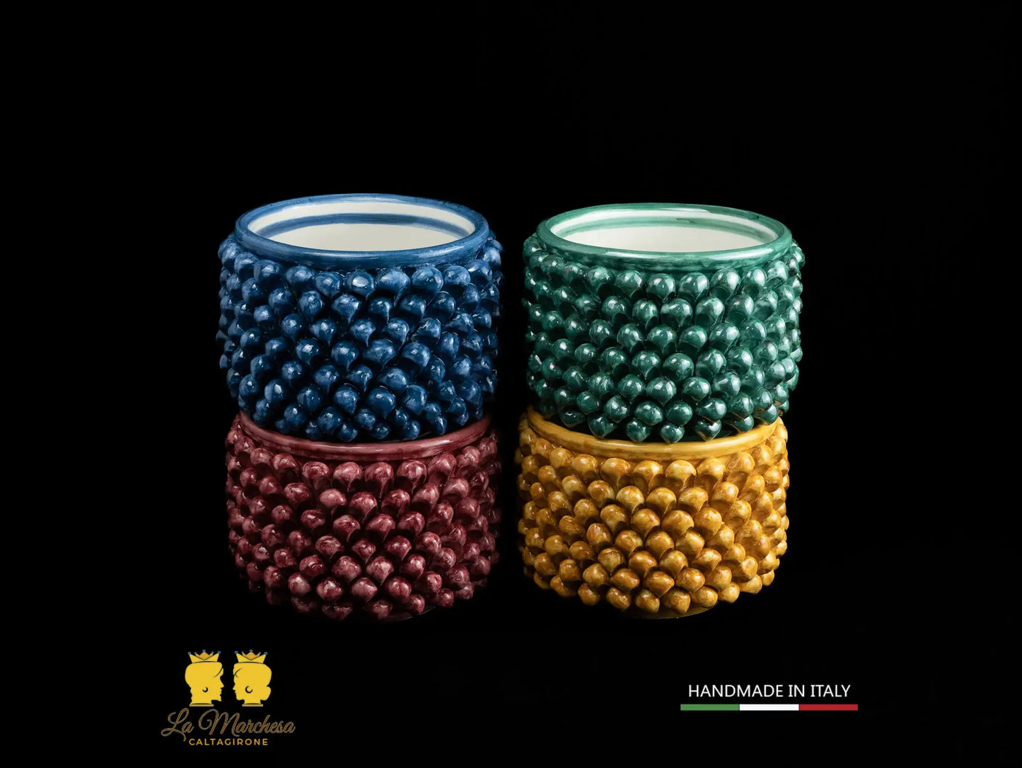 Portavaso Pigna Sicliana Ceramica di Caltagirone Artigianale - vari colori