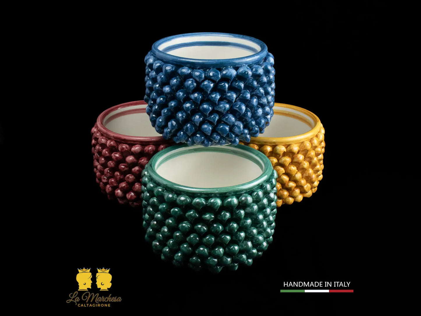 Portavaso Pigna Sicliana Ceramica di Caltagirone Artigianale - vari colori