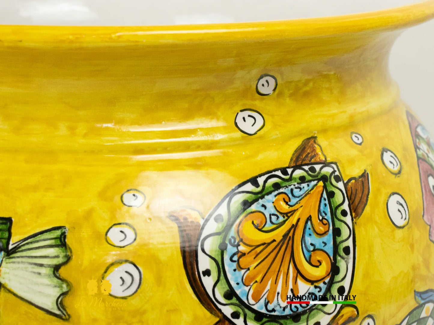 Vaso decorato in Ceramica di Caltagirone pesci - Varie Misure