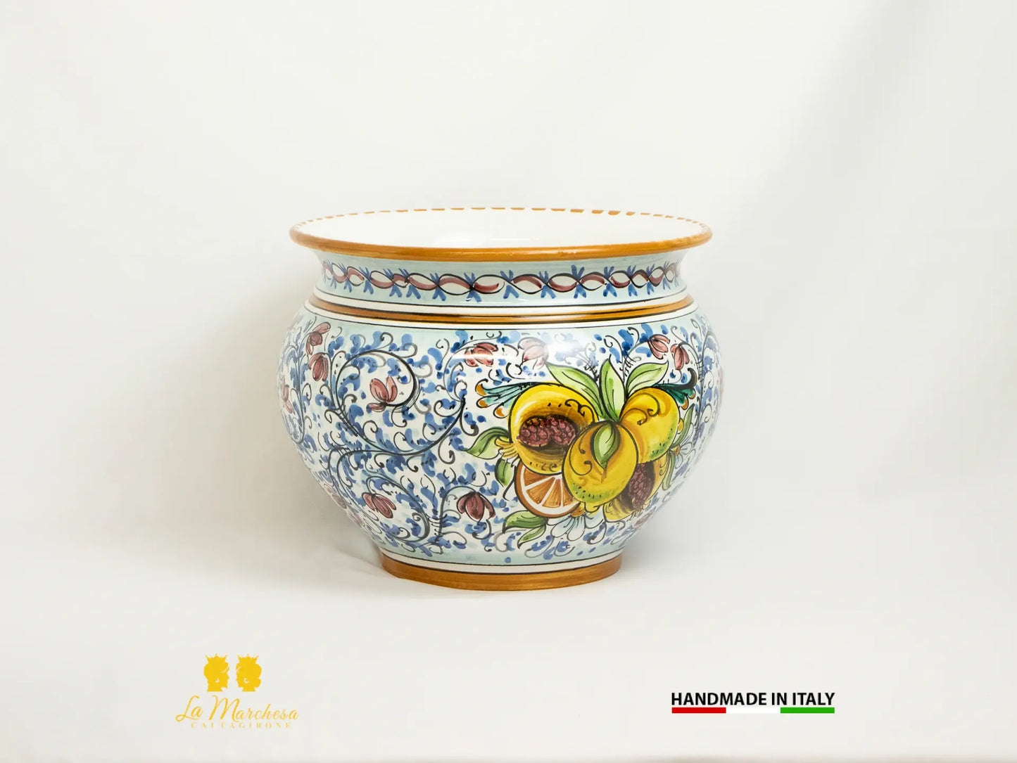 Portavaso Decorato in Ceramica di Caltagirone 22cm - Vari Decori