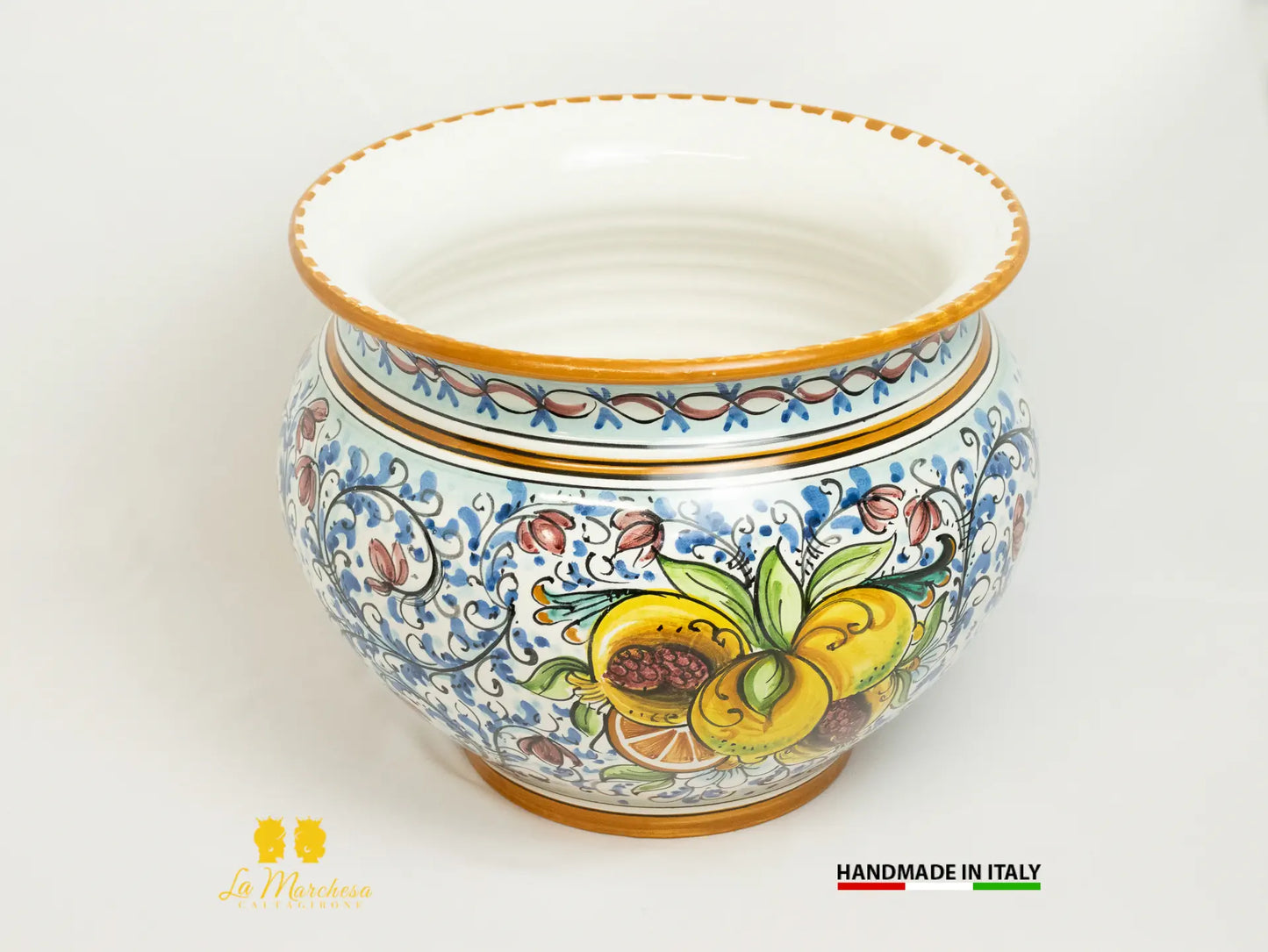 Portavaso Decorato in Ceramica di Caltagirone 22cm - Vari Decori