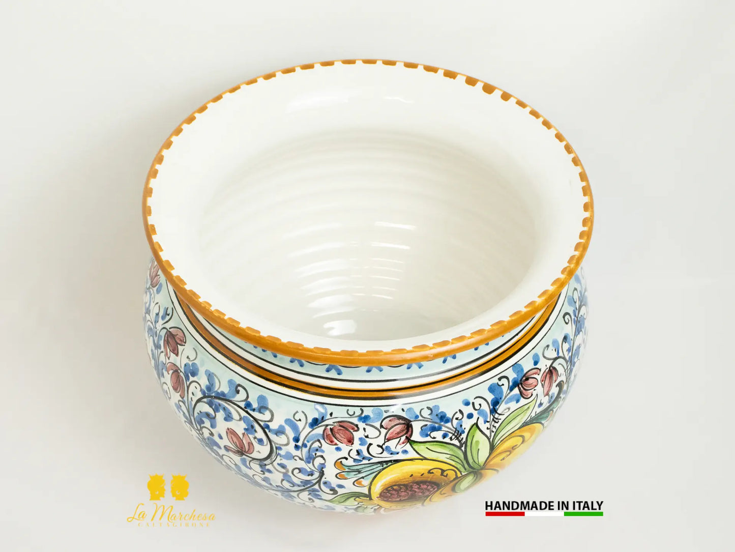 Portavaso Decorato in Ceramica di Caltagirone 22cm - Vari Decori