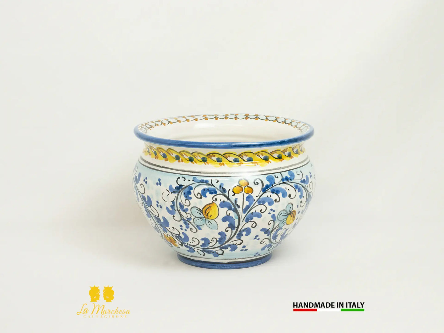 Portavaso Decorato in Ceramica di Caltagirone 22cm - Vari Decori