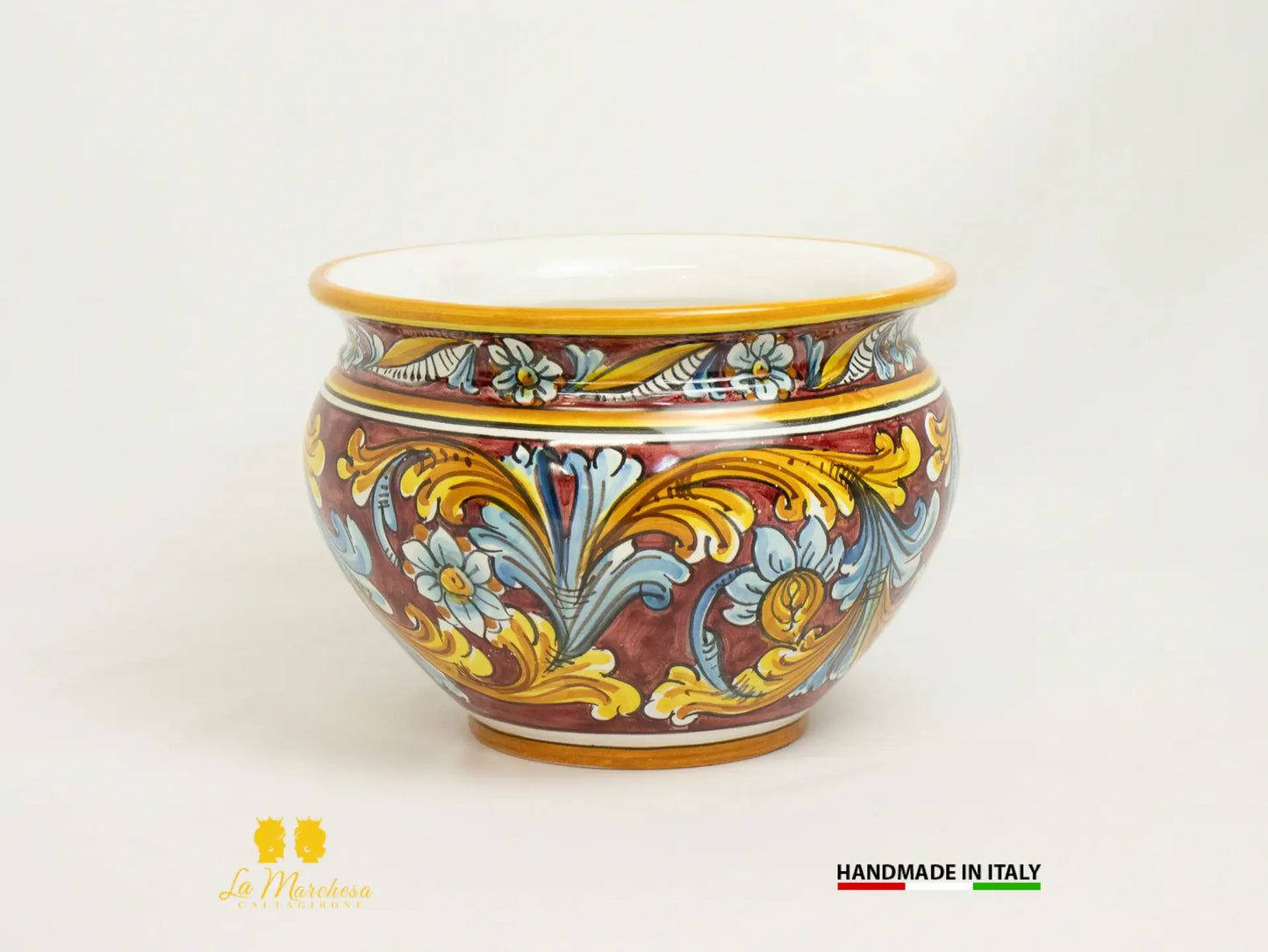 Portavaso Decorato in Ceramica di Caltagirone 22cm - Vari Decori