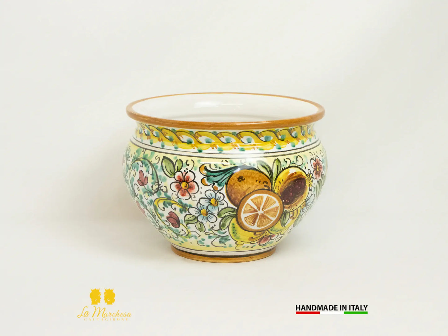 Portavaso Decorato in Ceramica di Caltagirone 22cm - Vari Decori