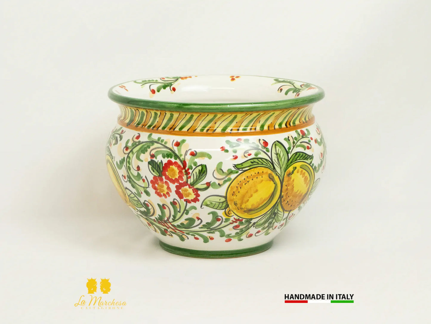 Portavaso Decorato in Ceramica di Caltagirone 22cm - Vari Decori