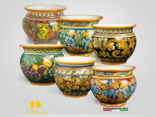 Portavaso in Ceramica di Caltagirone 27cm - Vari Colori