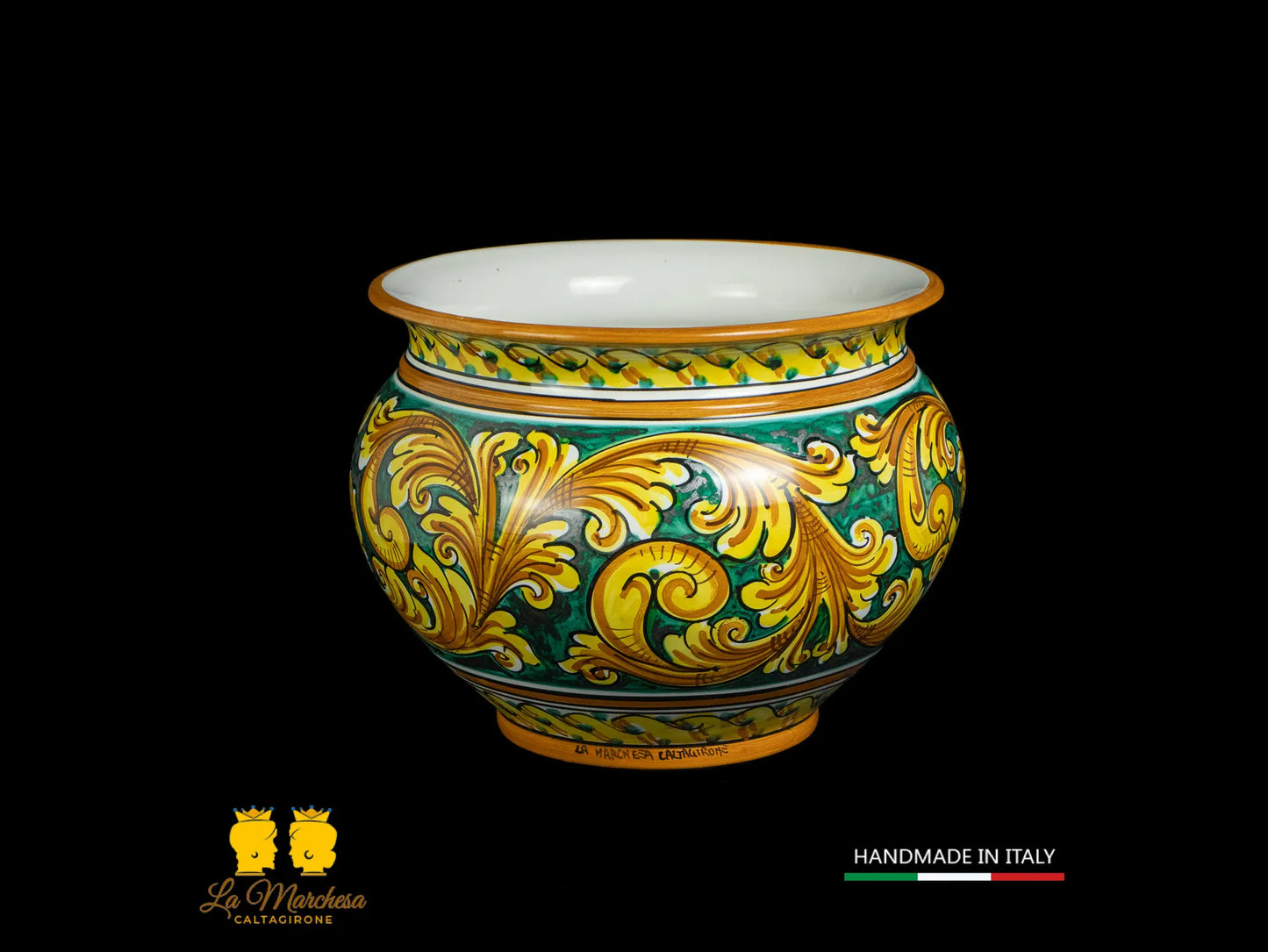 Vaso Portavaso in Ceramica di Caltagirone ornato L32 - Vari Colori