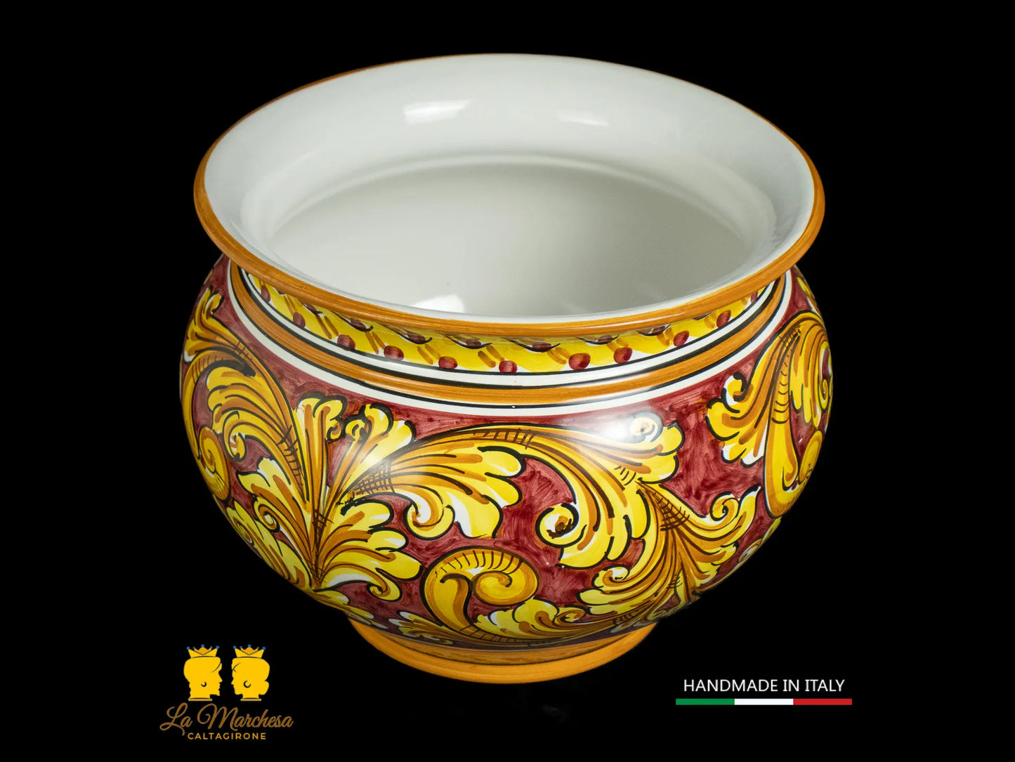 Vaso Portavaso in Ceramica di Caltagirone ornato L32 - Vari Colori