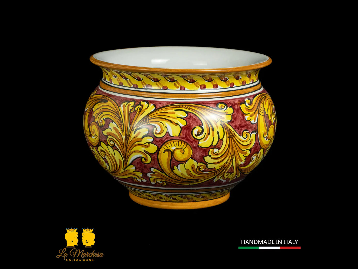 Vaso Portavaso in Ceramica di Caltagirone ornato L32 - Vari Colori