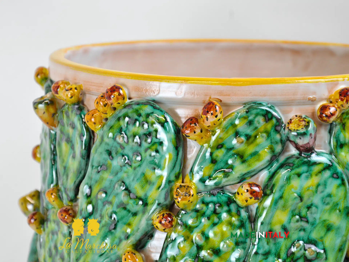 Vaso Decorato Fichi D'India in Ceramica di Caltagirone SERIE LUX - Vari Modelli