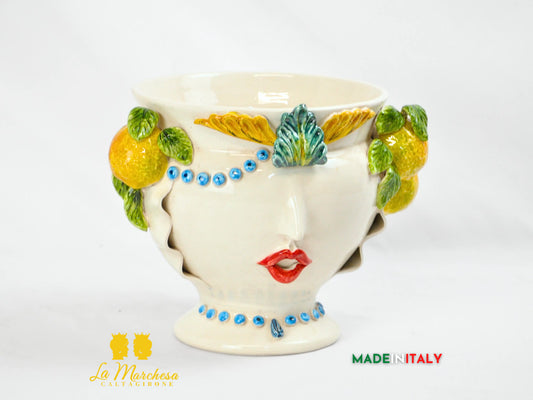 Vaso Donna Limoni in Ceramica di Caltagirone 26cm