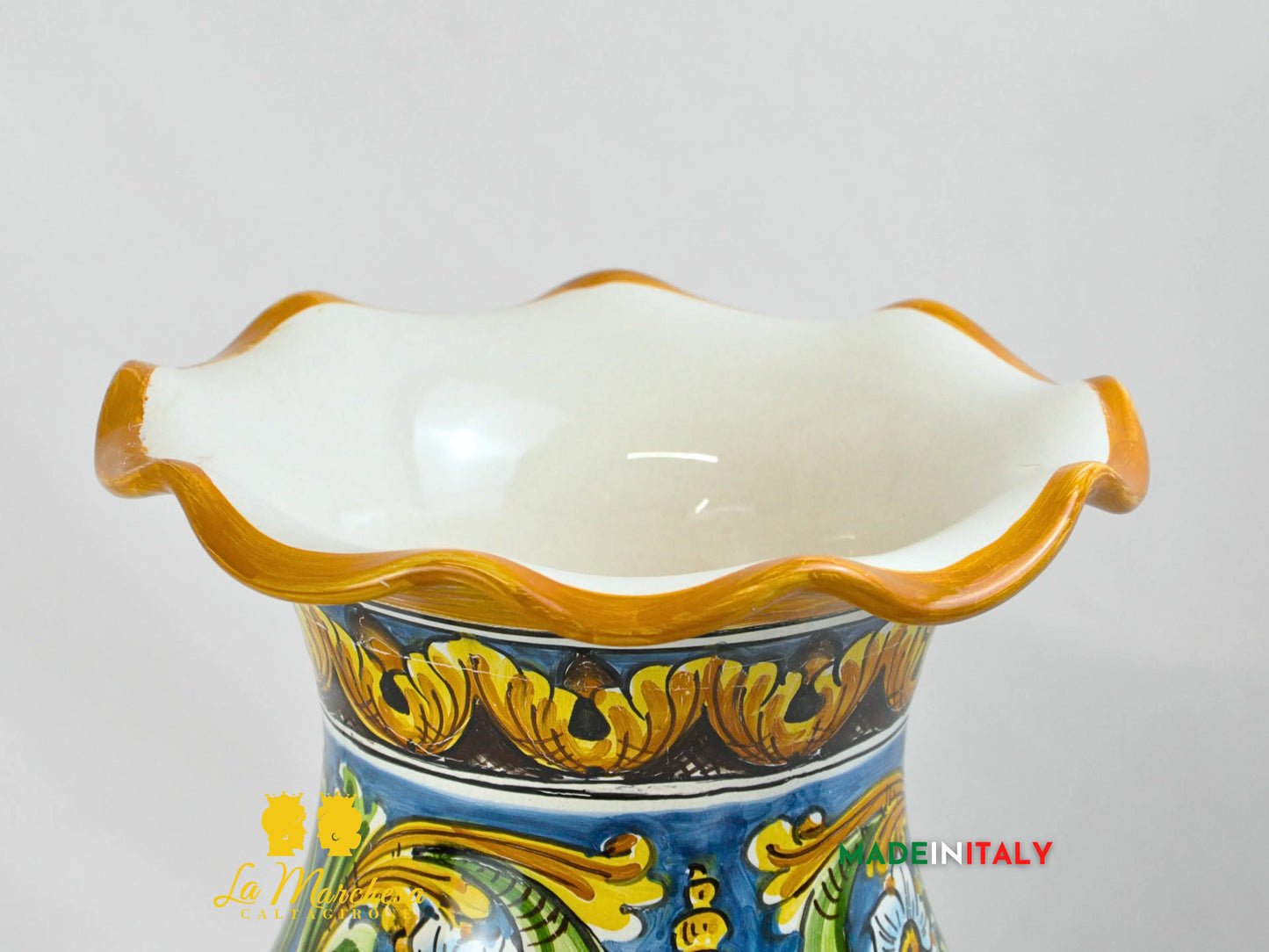 Vaso Per Fiori Decorato in Ceramica di Caltagirone 41cm - Vari Decori