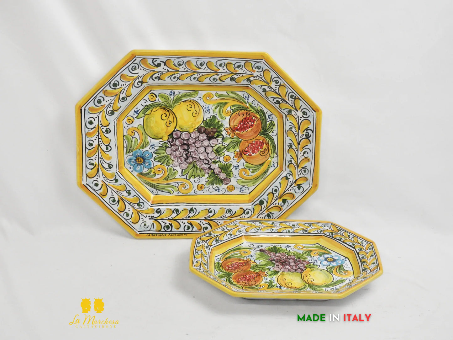 Vassoio in Ceramica di Caltagirone frutta ornato - varie dimensioni
