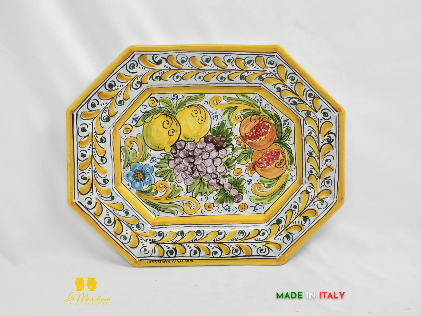 Vassoio in Ceramica di Caltagirone frutta ornato - varie dimensioni