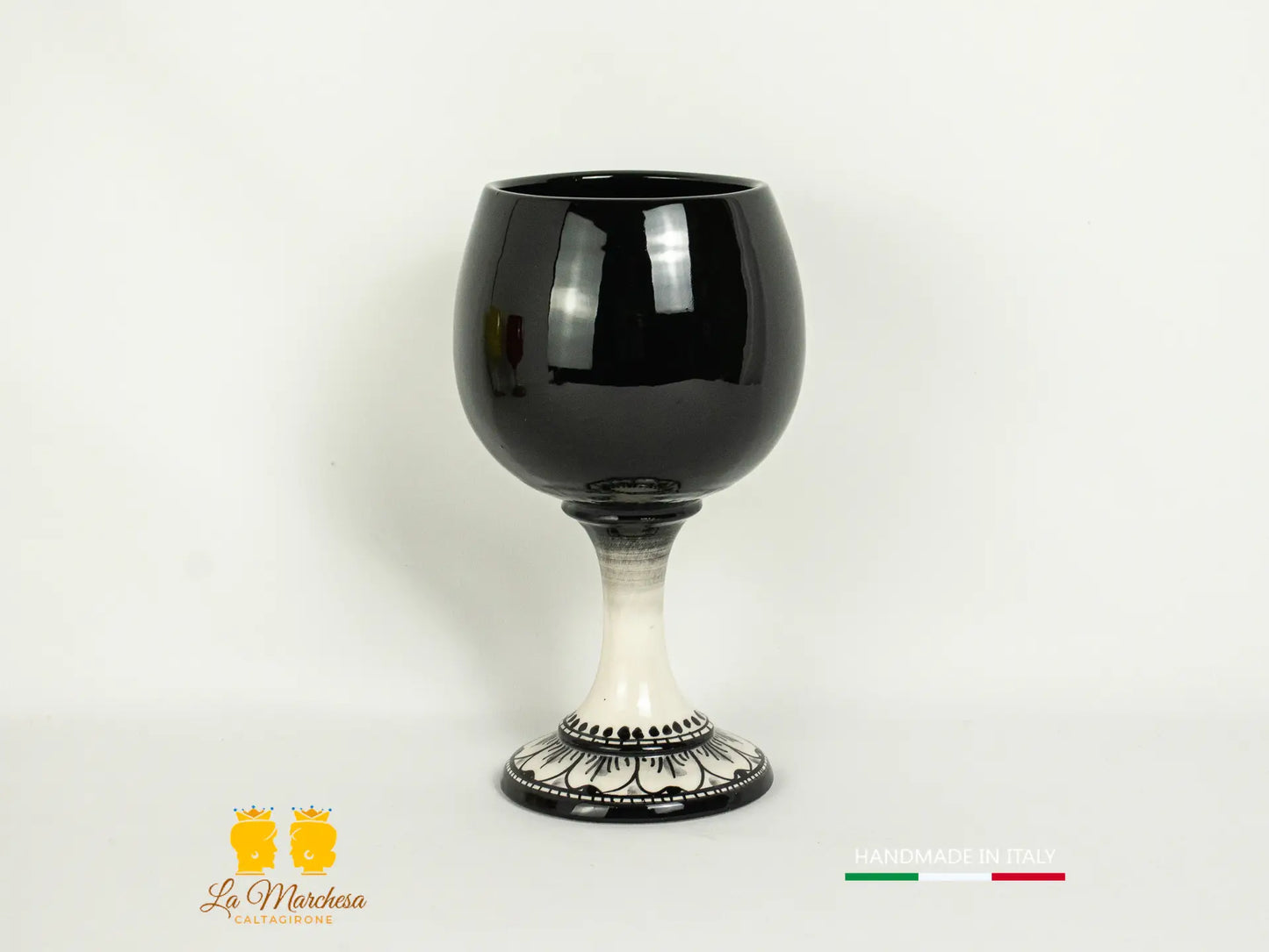 Bicchiere Calice vino in Ceramica di Caltagirone tornio