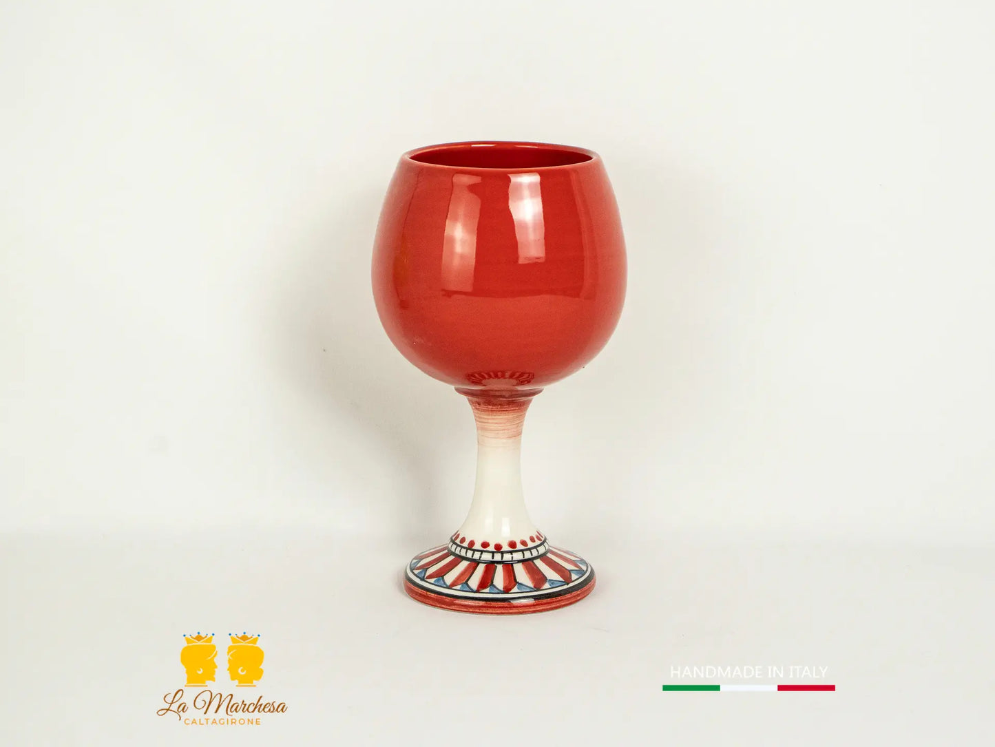 Bicchiere Calice vino in Ceramica di Caltagirone tornio