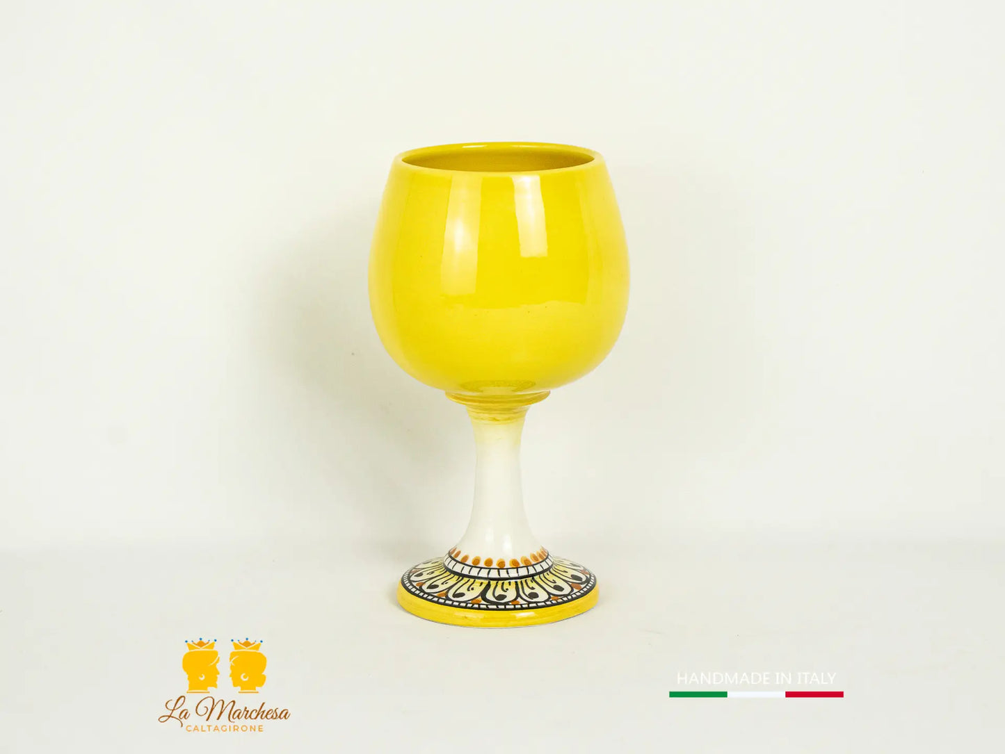 Bicchiere Calice vino in Ceramica di Caltagirone tornio