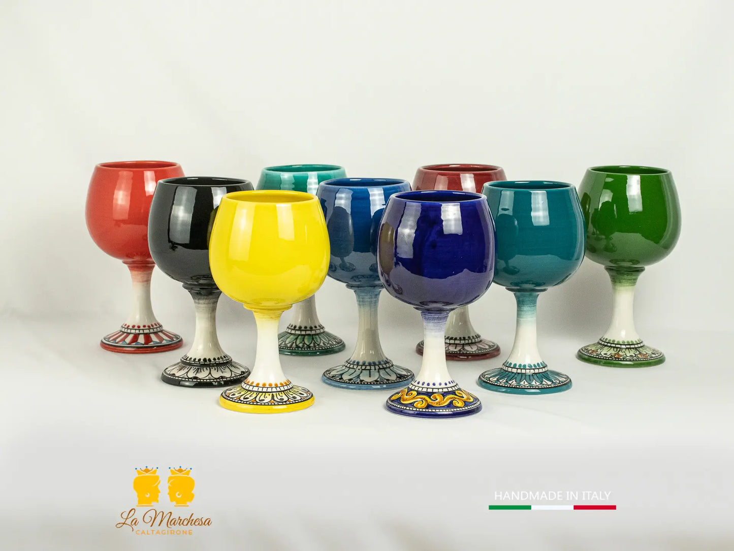 Bicchiere Calice vino in Ceramica di Caltagirone tornio