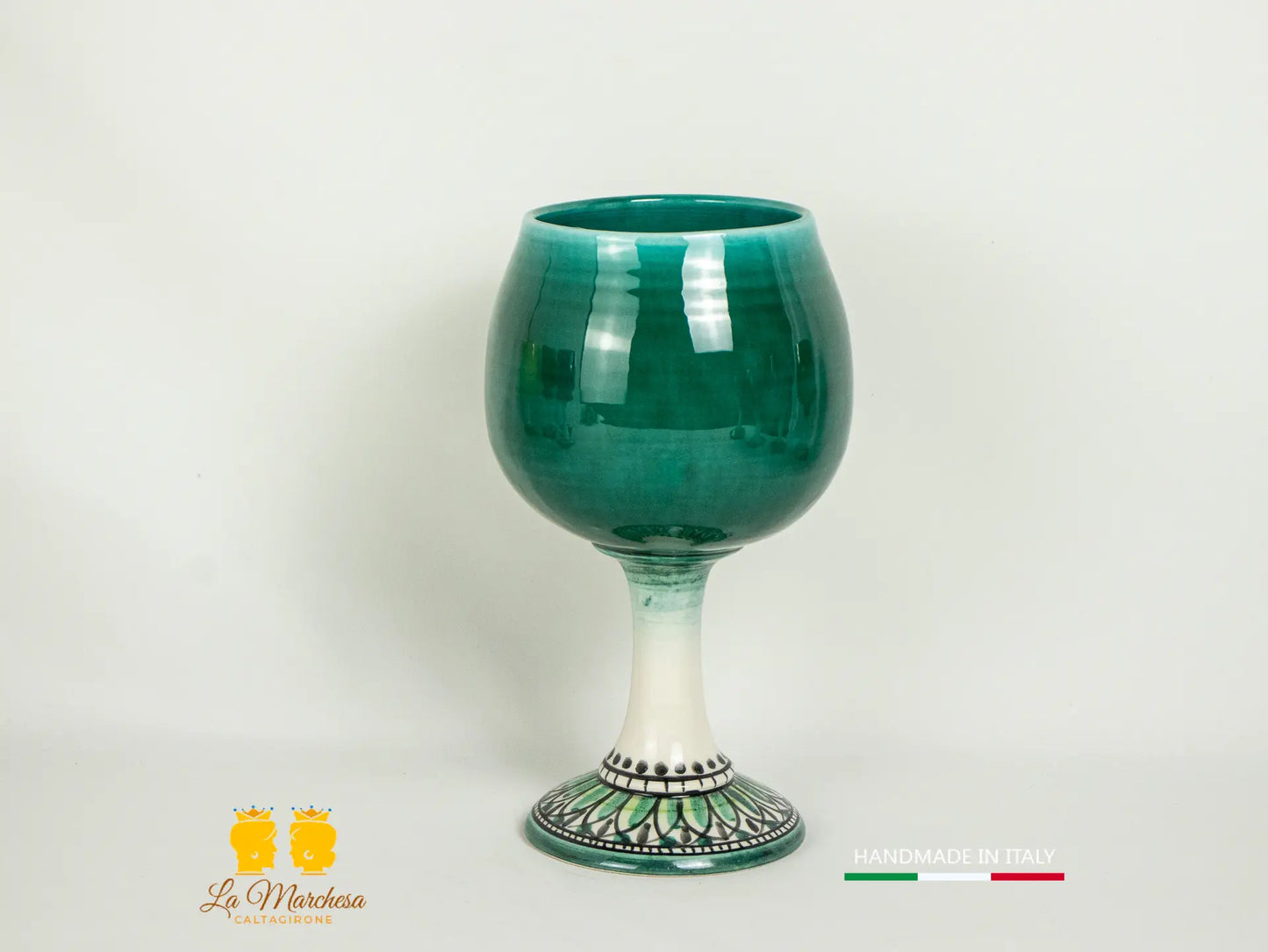 Bicchiere Calice vino in Ceramica di Caltagirone tornio