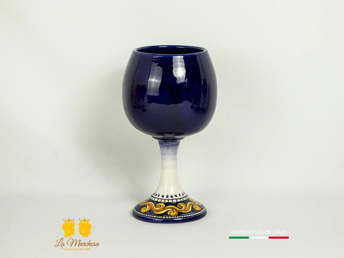 Bicchiere Calice vino in Ceramica di Caltagirone tornio
