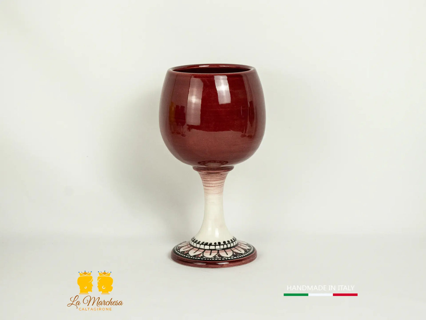 Bicchiere Calice vino in Ceramica di Caltagirone tornio