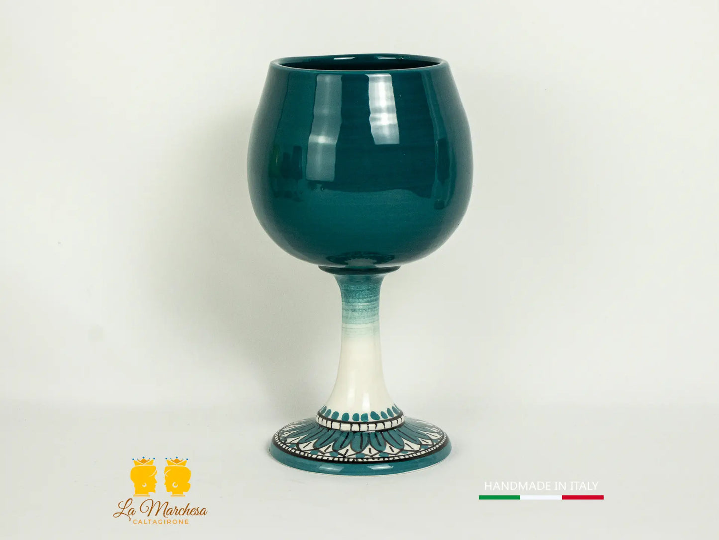 Bicchiere Calice vino in Ceramica di Caltagirone tornio