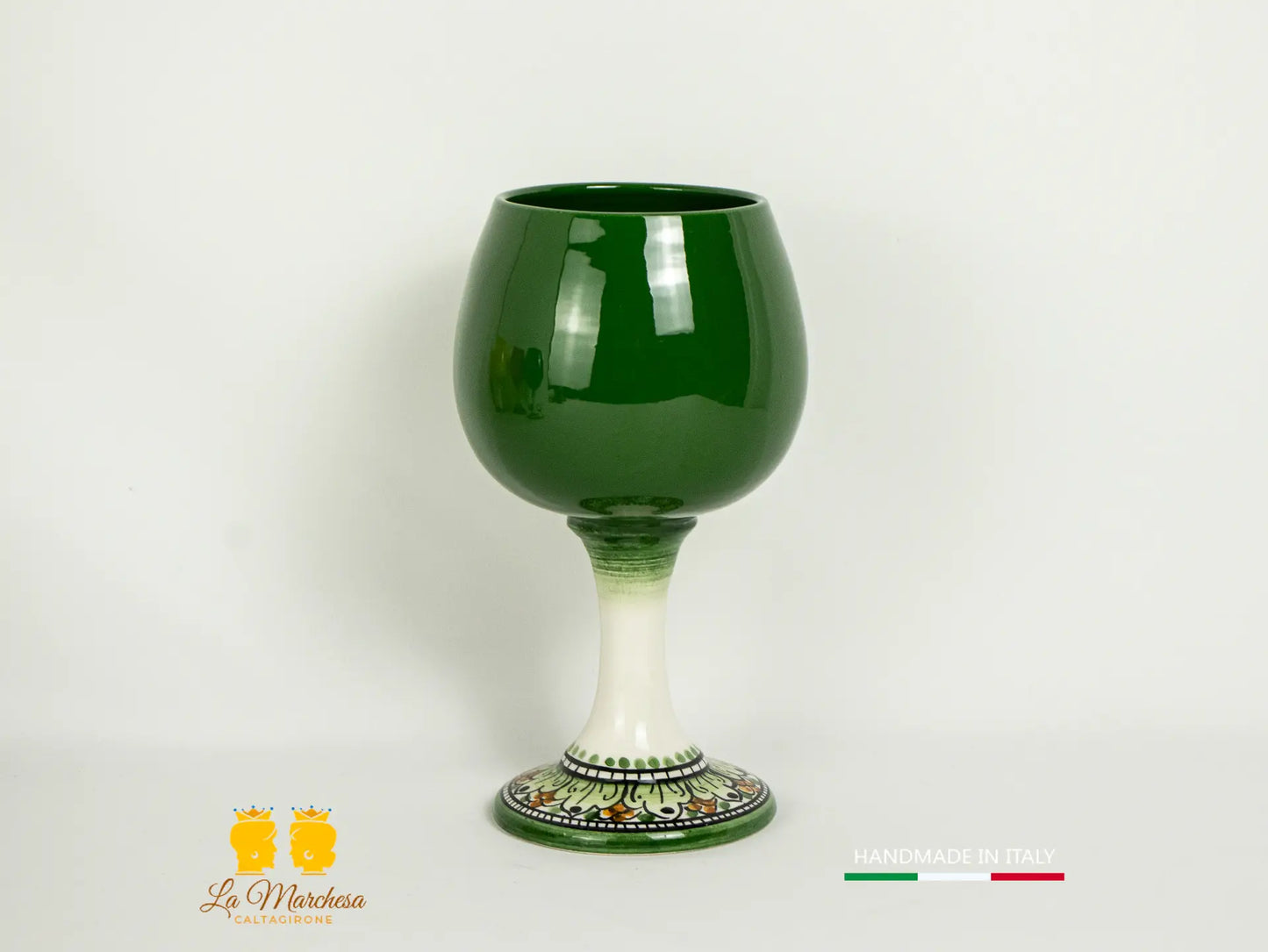 Bicchiere Calice vino in Ceramica di Caltagirone tornio