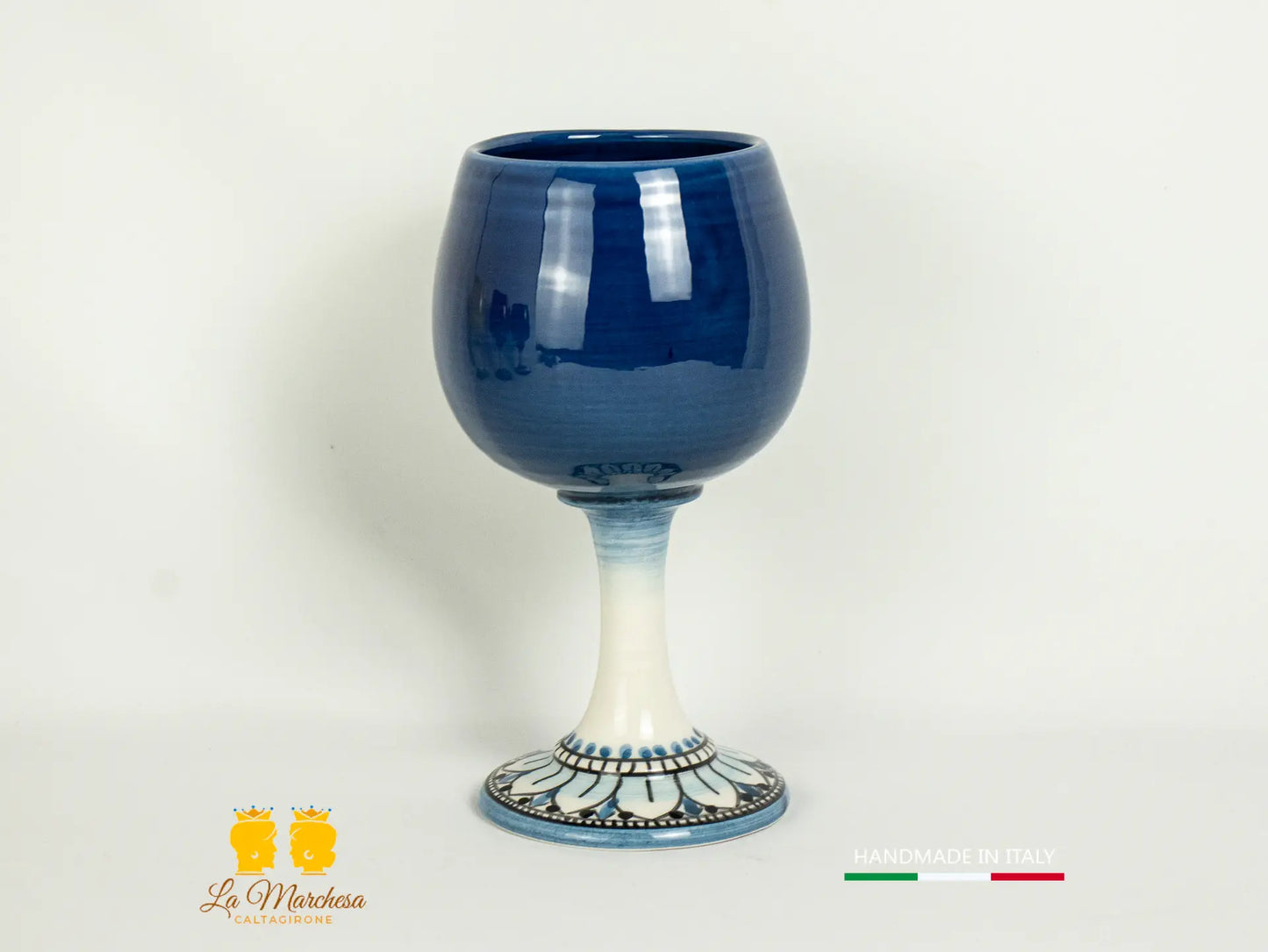 Bicchiere Calice vino in Ceramica di Caltagirone tornio