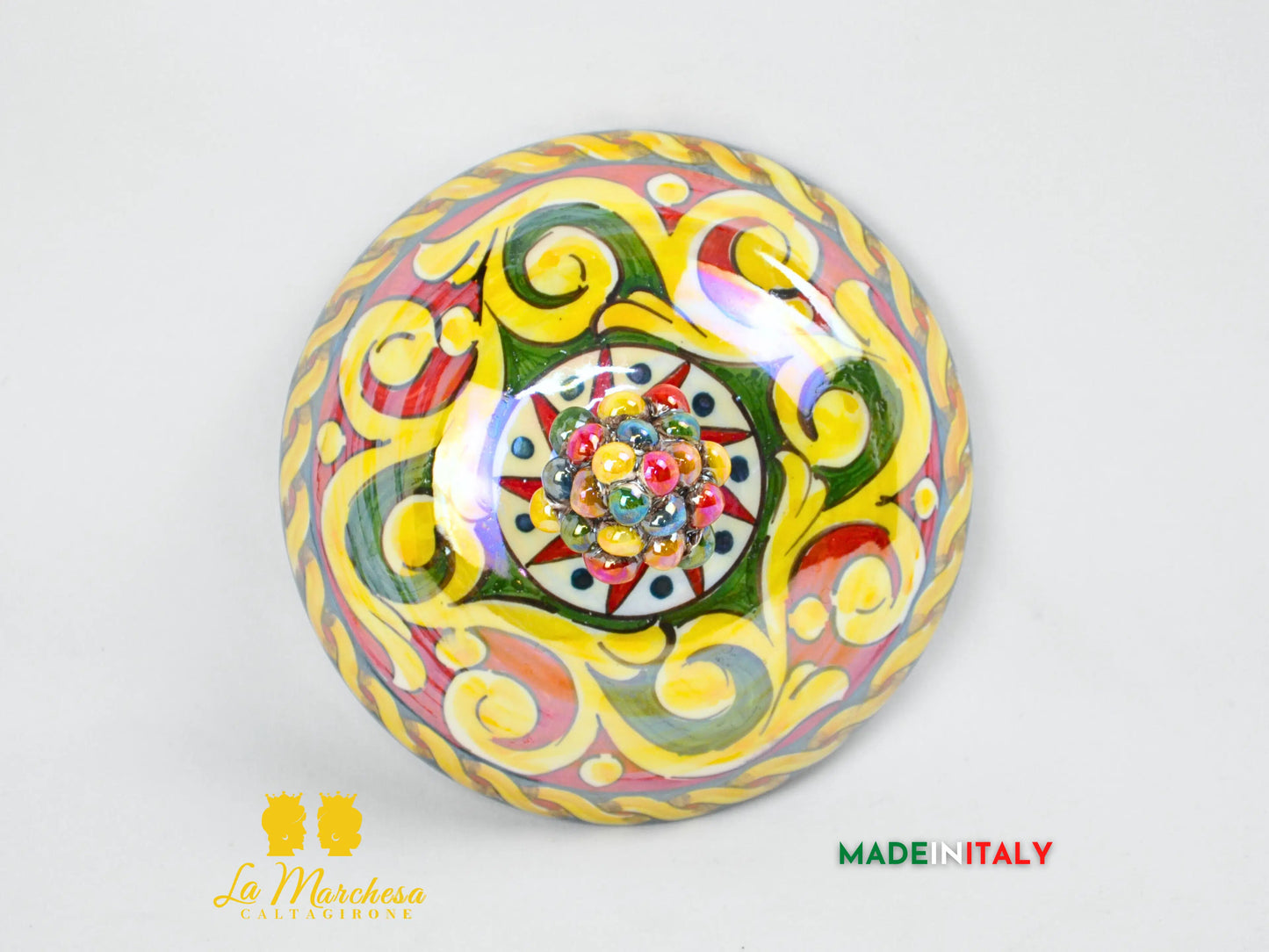 Biscottiera Arlecchino Madreperla in Ceramica di Caltagirone - Varie Misure