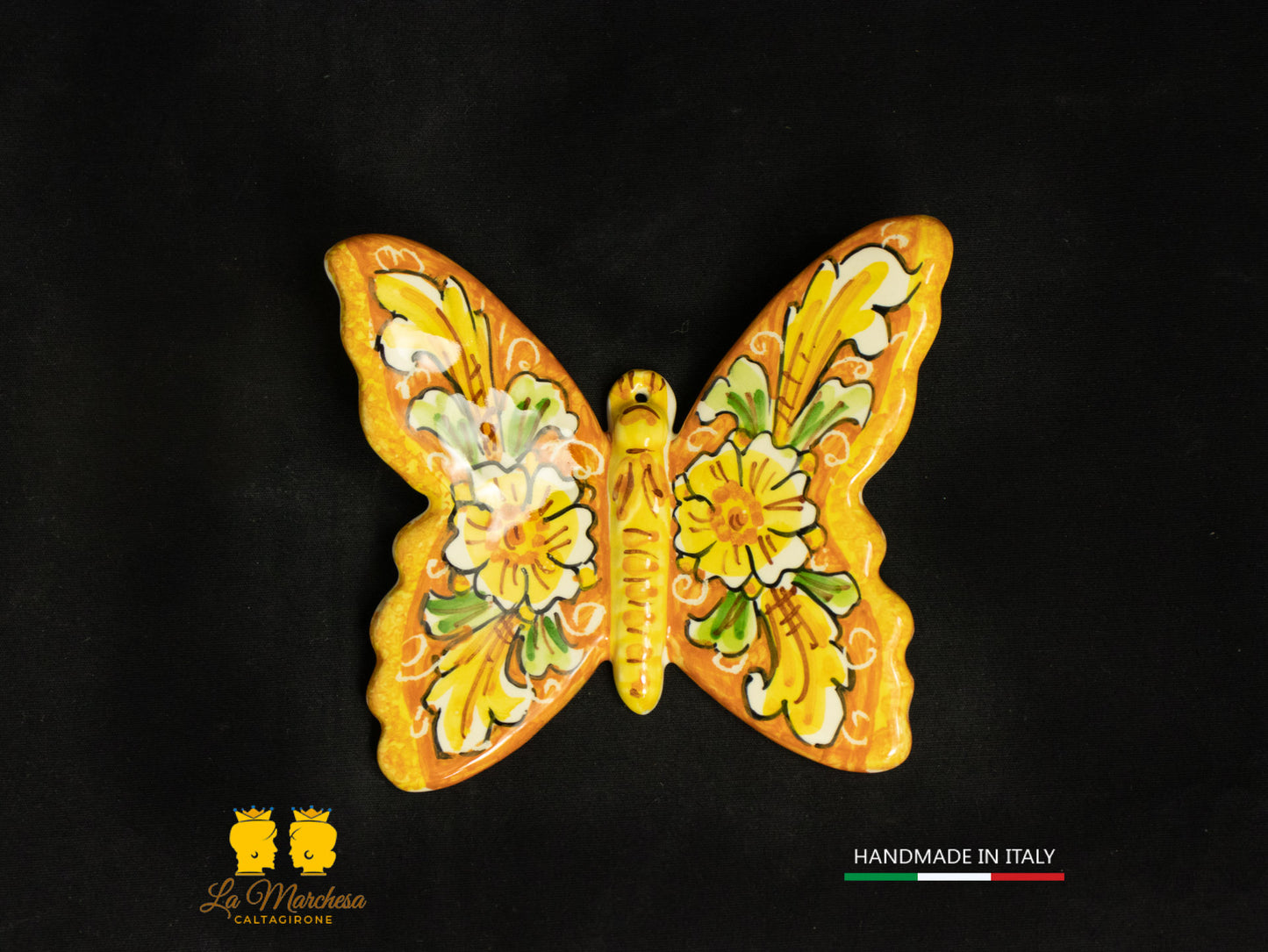 Piccola Farfalla Ceramica di Caltagirone decoro ornato vari colori 10cm