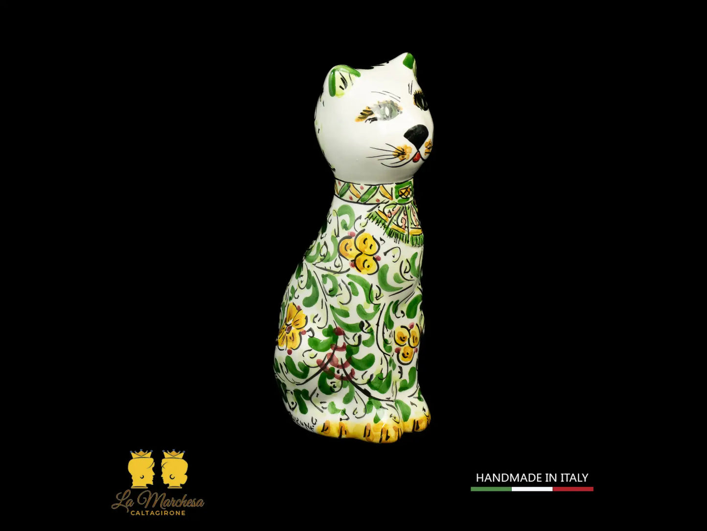 Gatto in Ceramica di Caltagirone 600 verde cm20