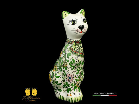 Gatto in Ceramica di Caltagirone 600 verde cm25