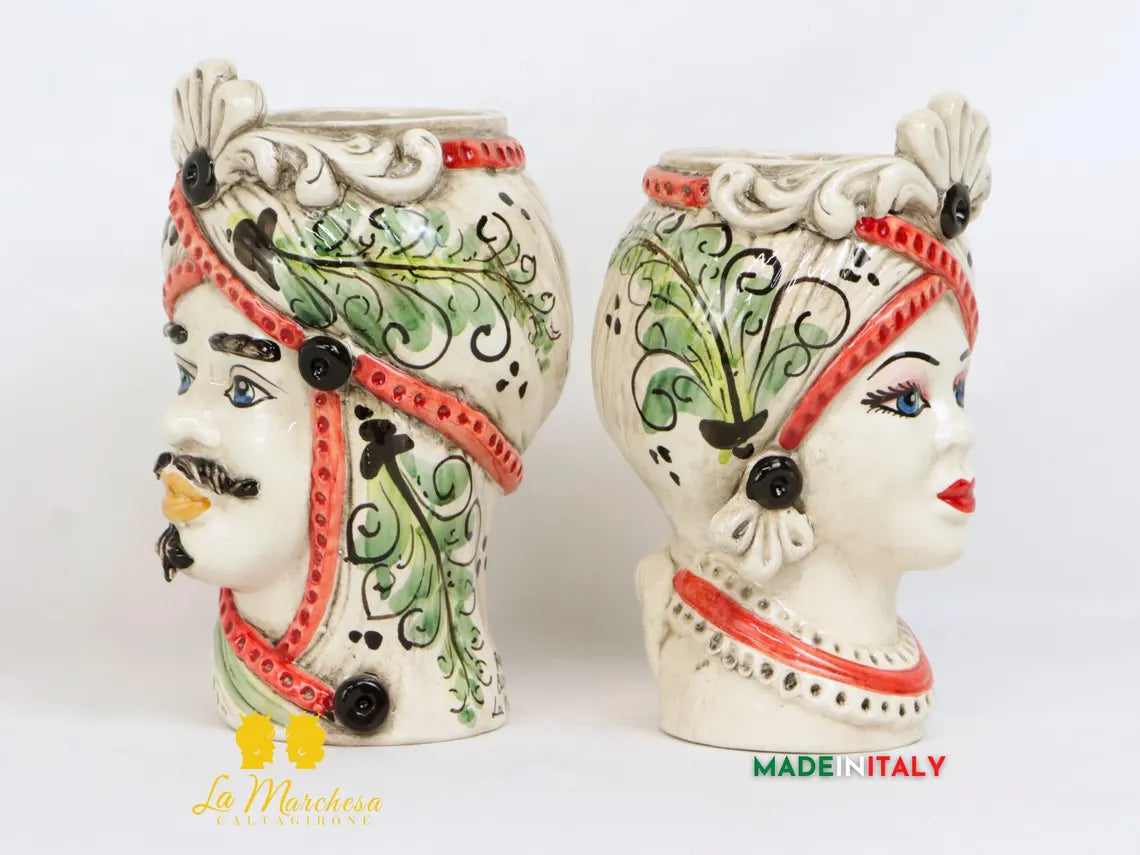 Teste di Moro Ghirigori in Ceramica di Caltagirone 21cm