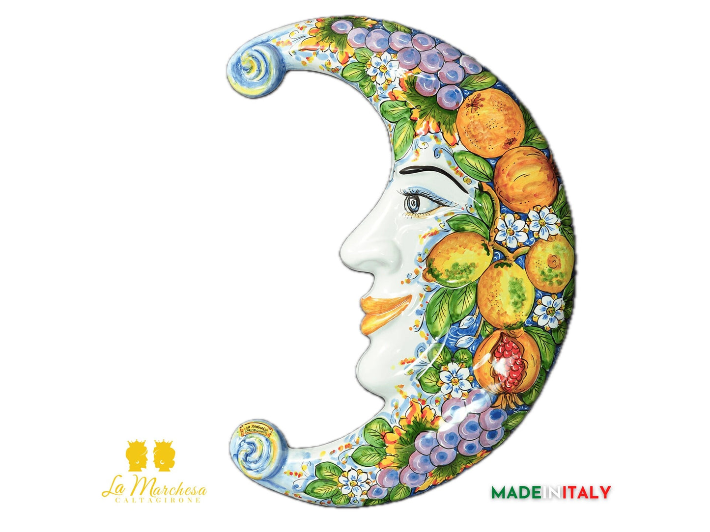 Luna in ceramica di caltagirone 53 cm - frutta