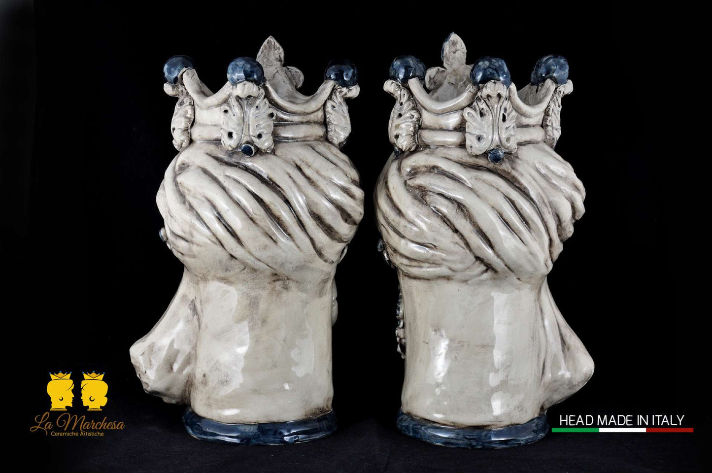 Teste di Moro in ceramica di Caltagirone Busto Platino satinato
