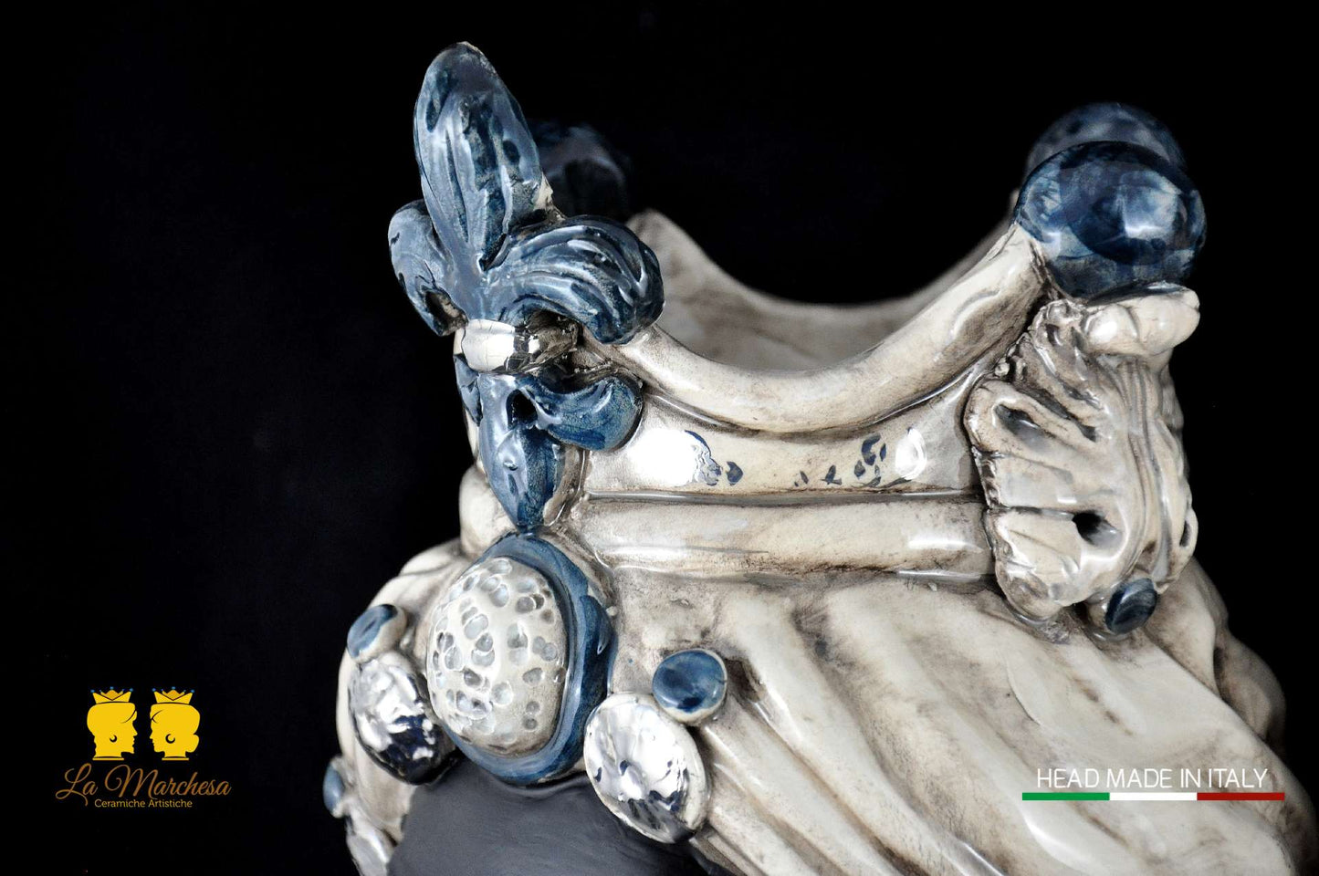 Teste di Moro in ceramica di Caltagirone Busto Platino satinato