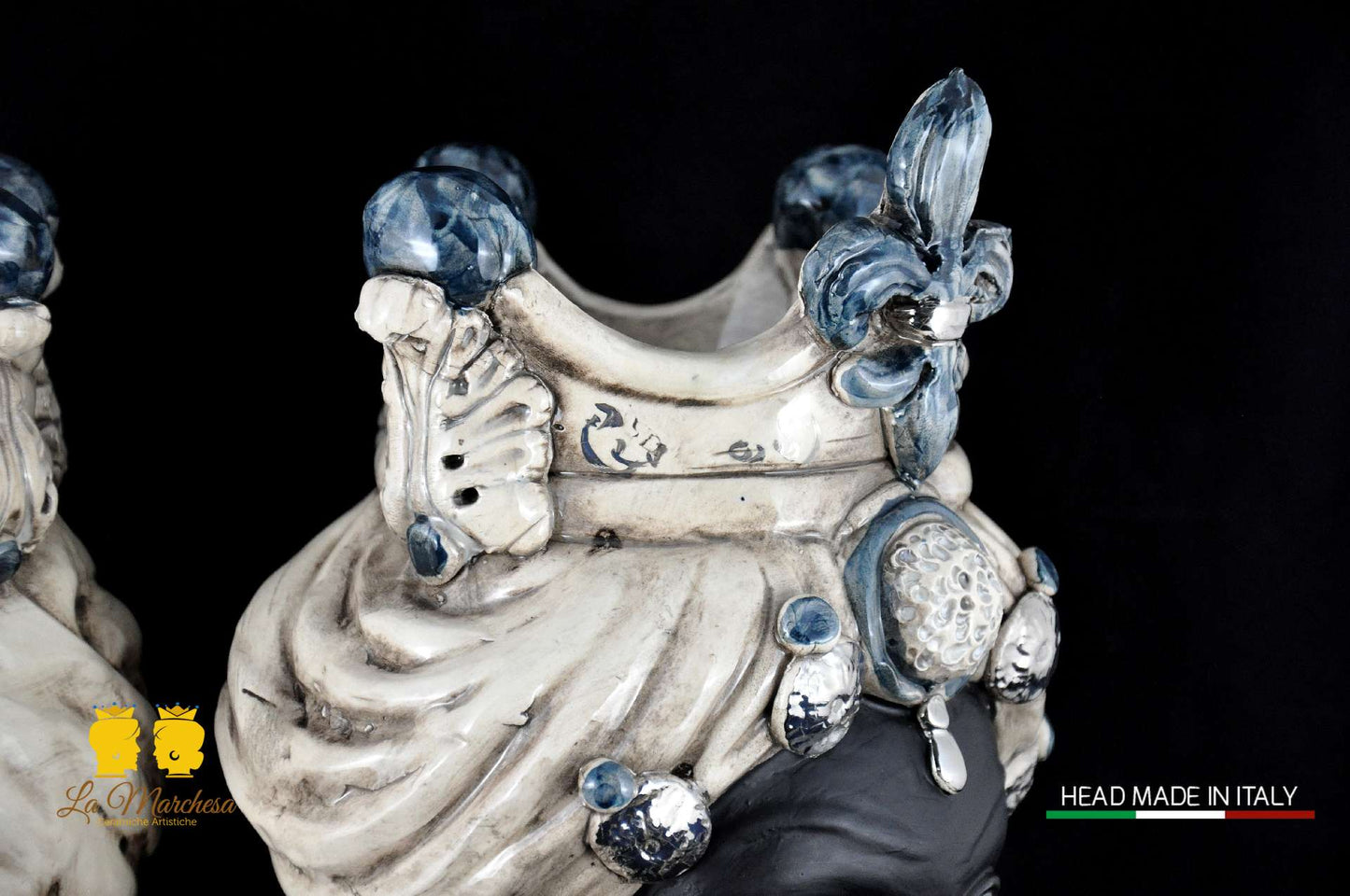 Teste di Moro in ceramica di Caltagirone Busto Platino satinato