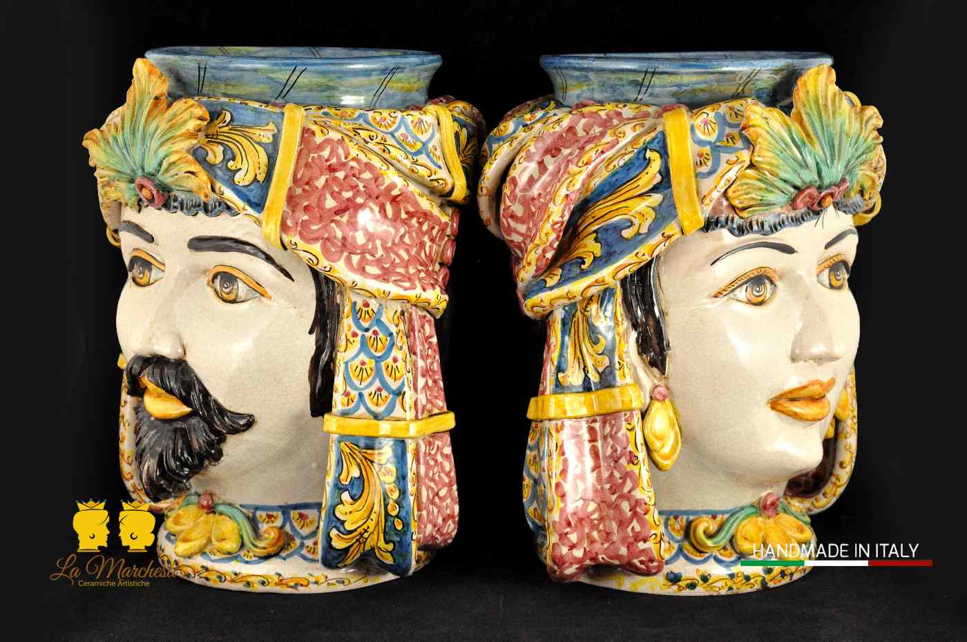 Teste di Moro in Ceramica di Caltagirone Turbante H40